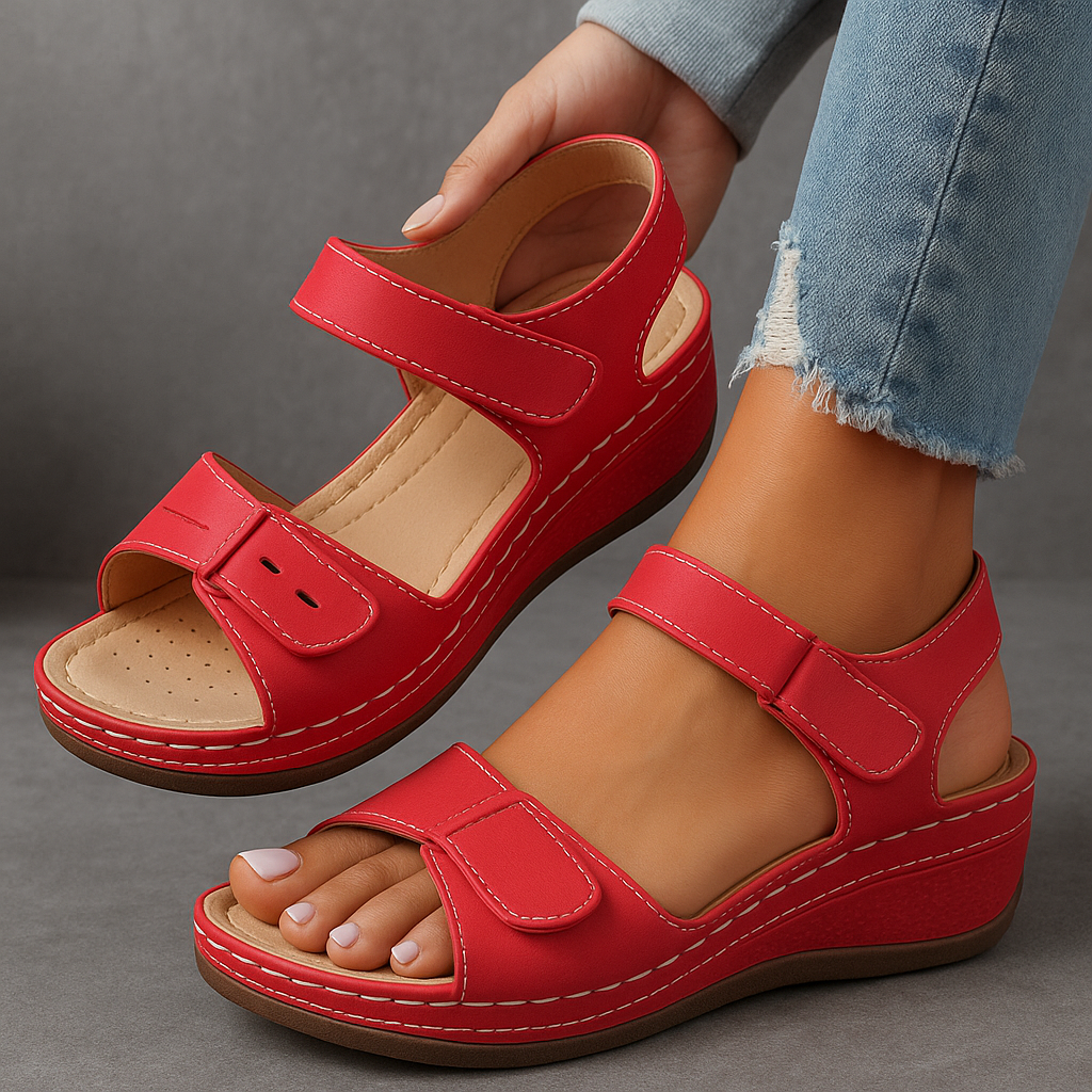Damen orthopädische Ledersandalen mit Fußbett