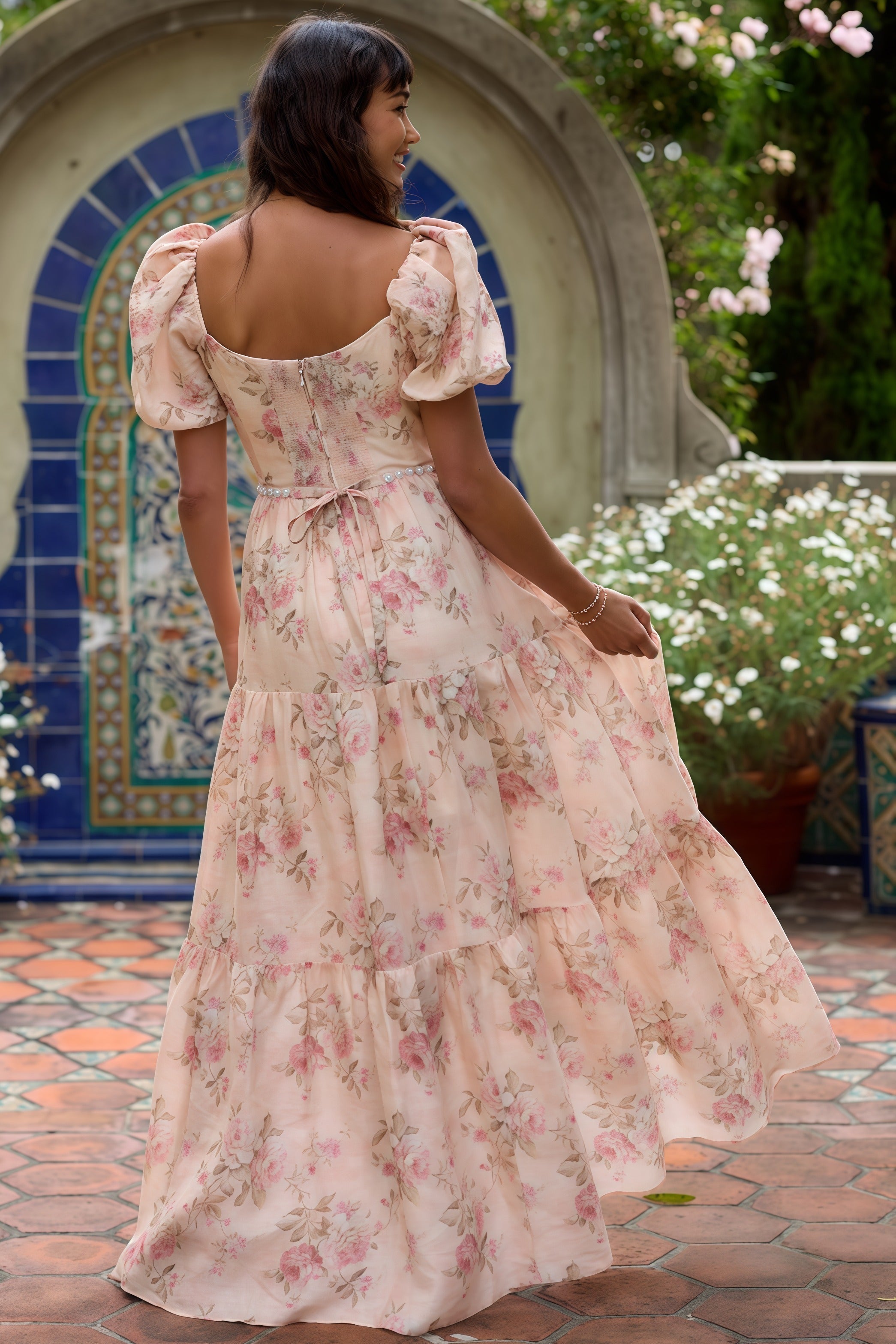 Damen Maxikleid aus Fließstoff