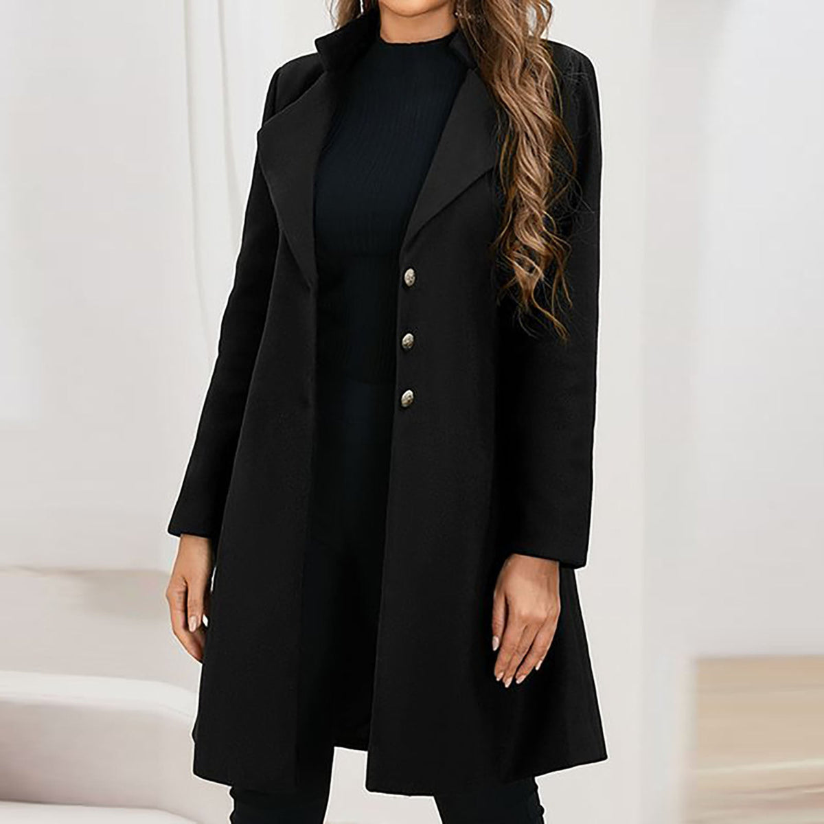 Damen warmer Wintermantel mit tailliertem Schnitt