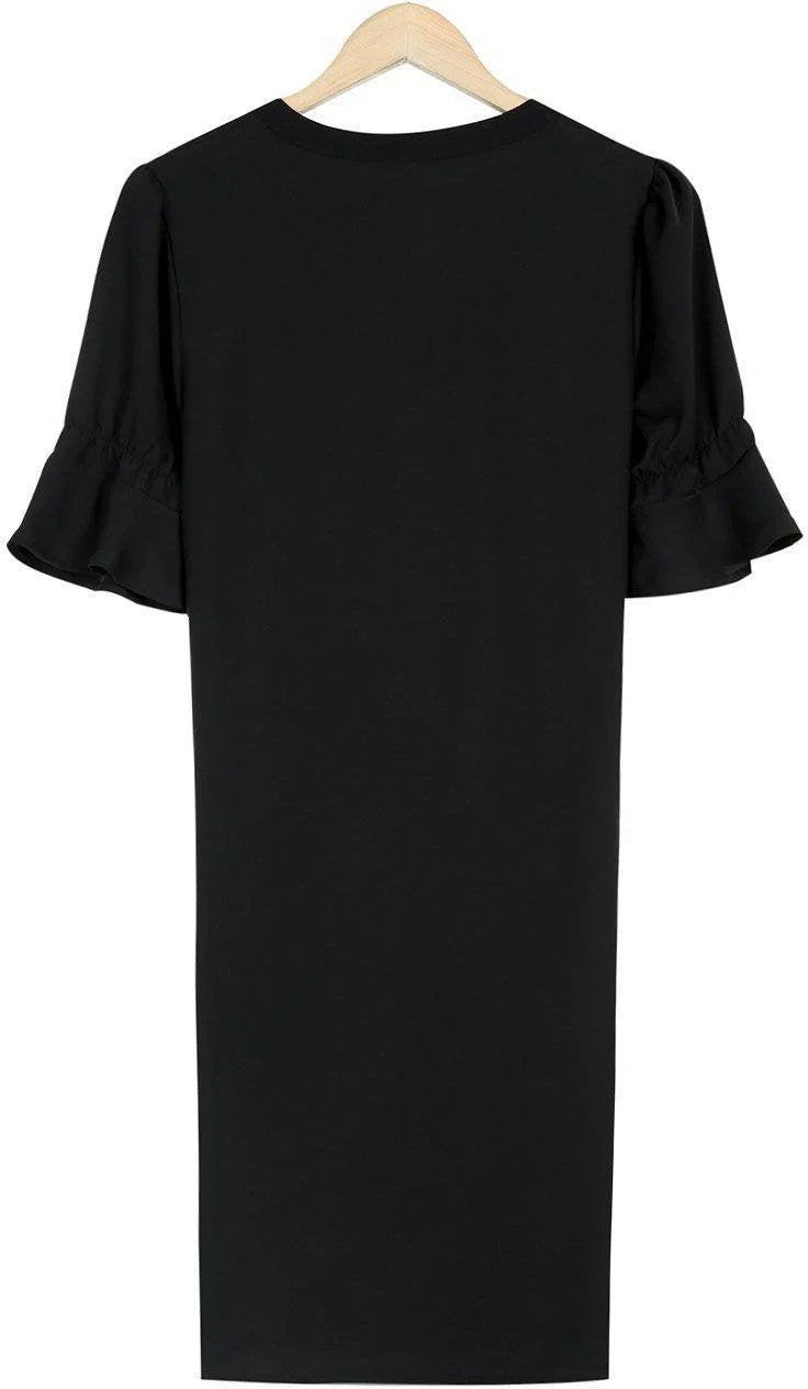 Damen schwarzes Midi-Kleid mit klassischem Design