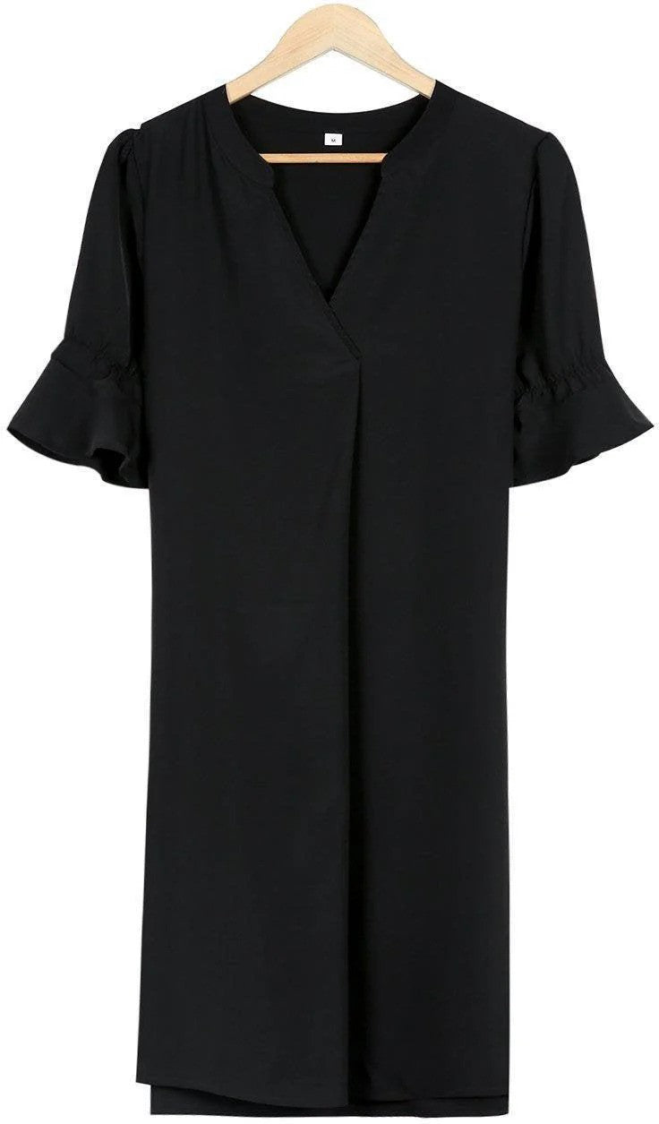 Damen schwarzes Midi-Kleid mit klassischem Design