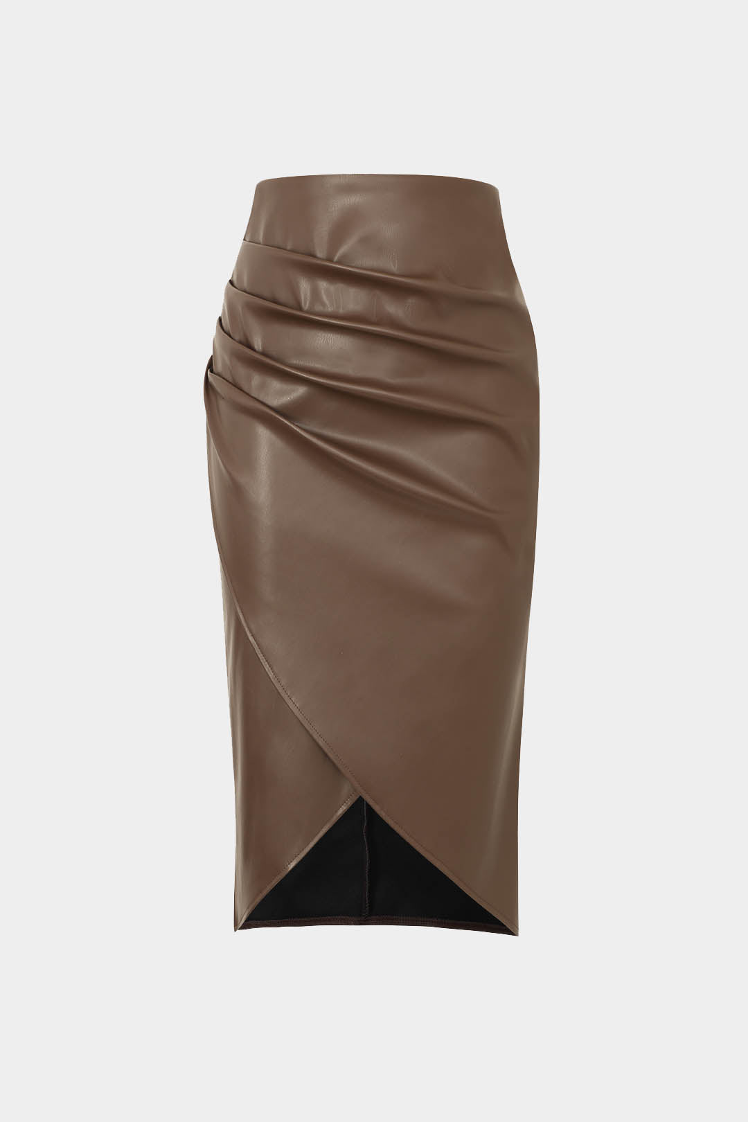 Damen figurbetonter Midirock im Leder-Look
