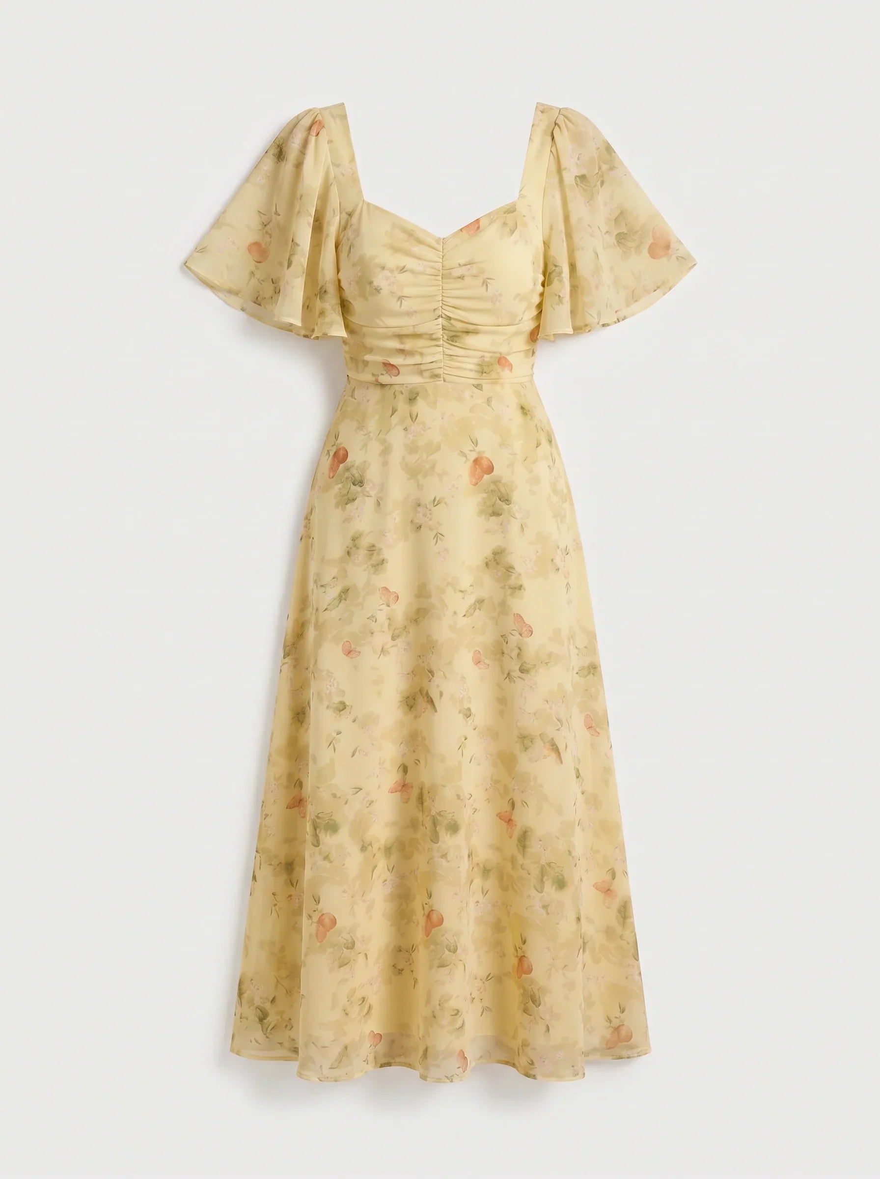Damen Blumenprint Maxikleid mit Puffärmeln