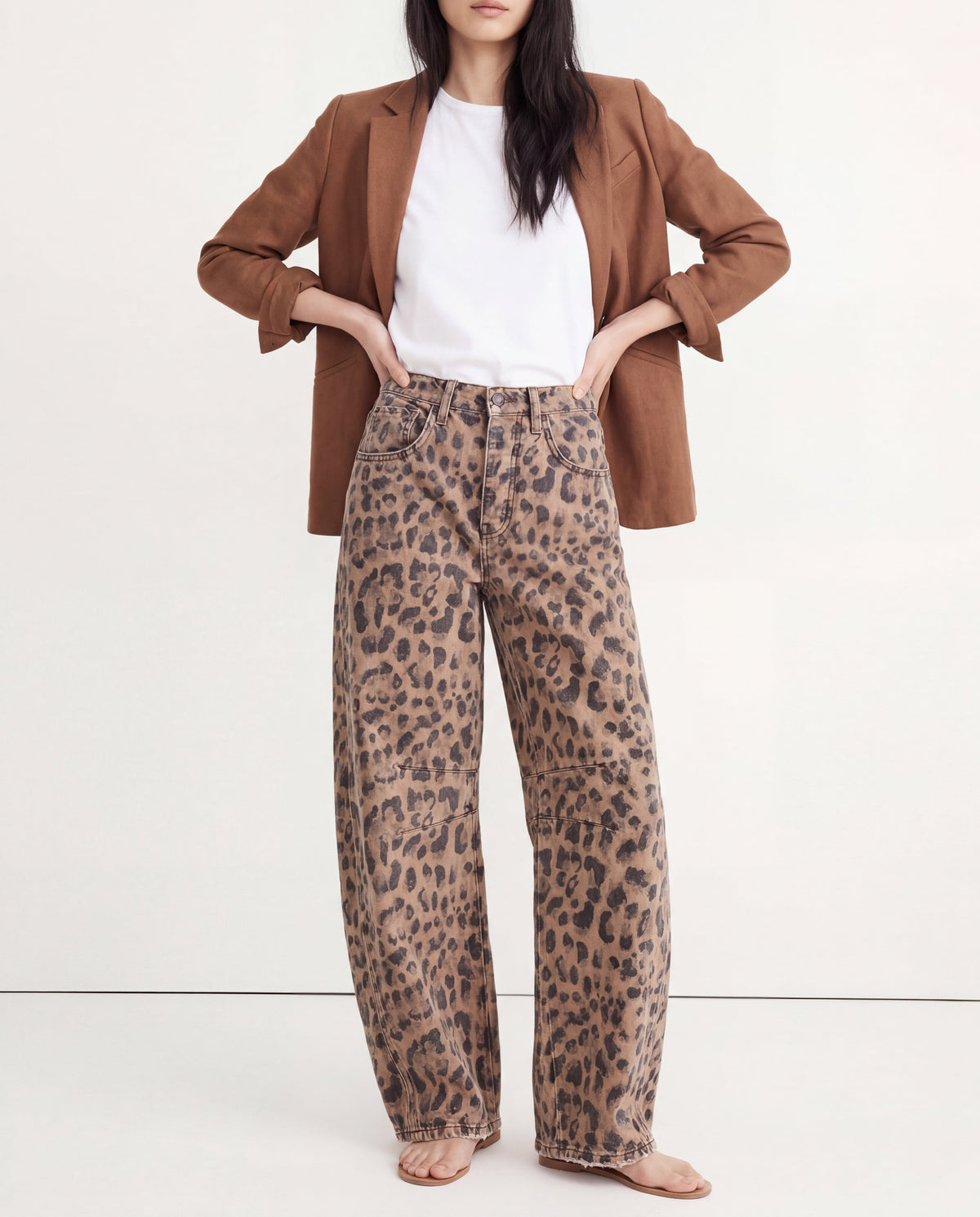 Damen Barrel-Leg-Jeans mit weitem Bein