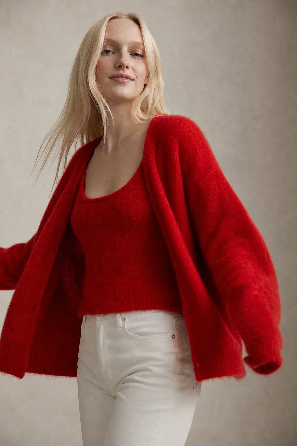 Damen warme Oversized-Strickjacke aus Kunstkaschmir