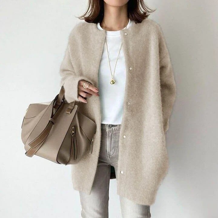 Damen Kaschmir-Cardigan mit Knopfleiste