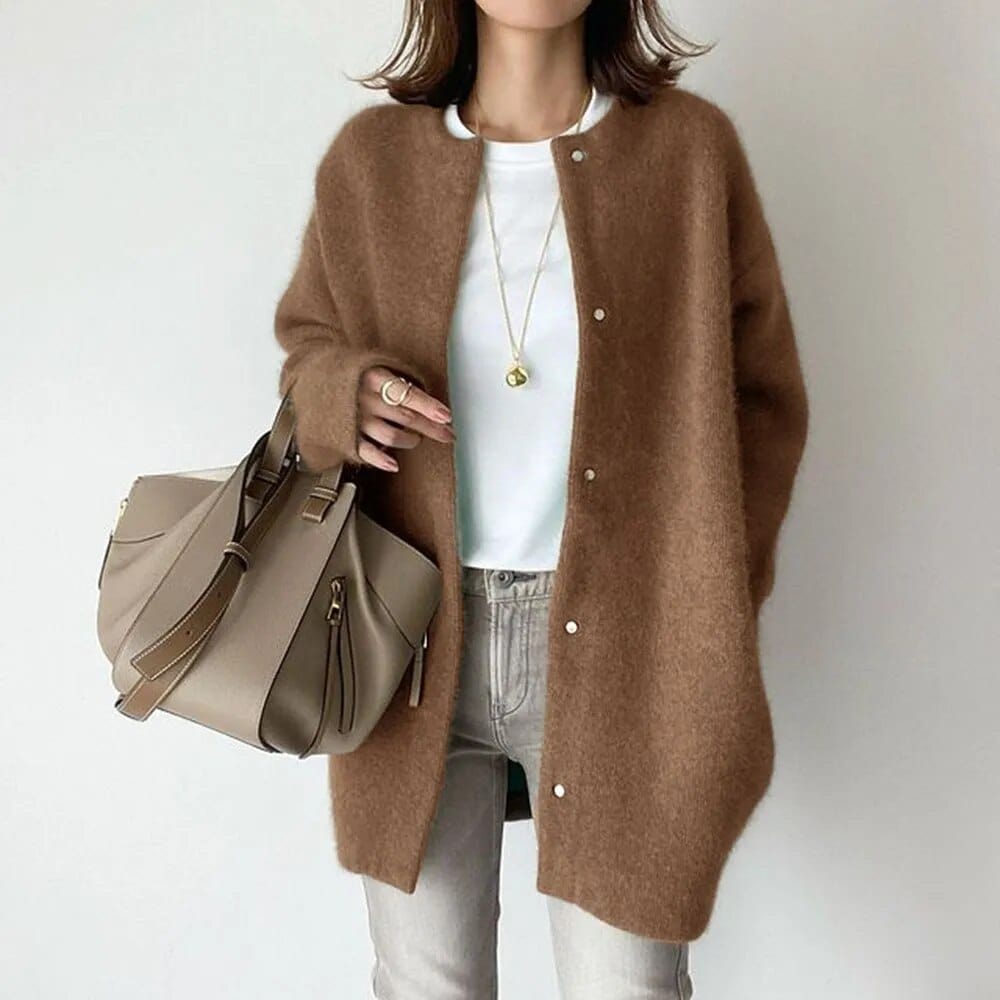 Damen Kaschmir-Cardigan mit Knopfleiste