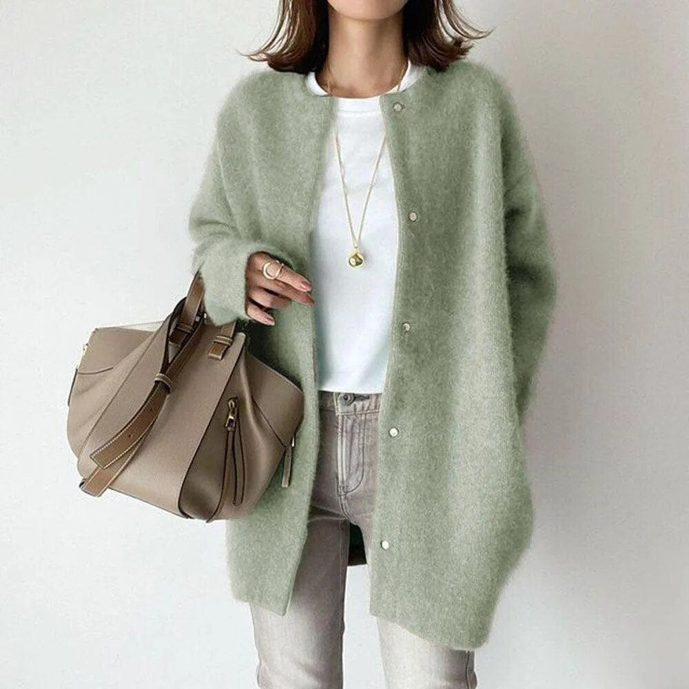 Damen Kaschmir-Cardigan mit Knopfleiste