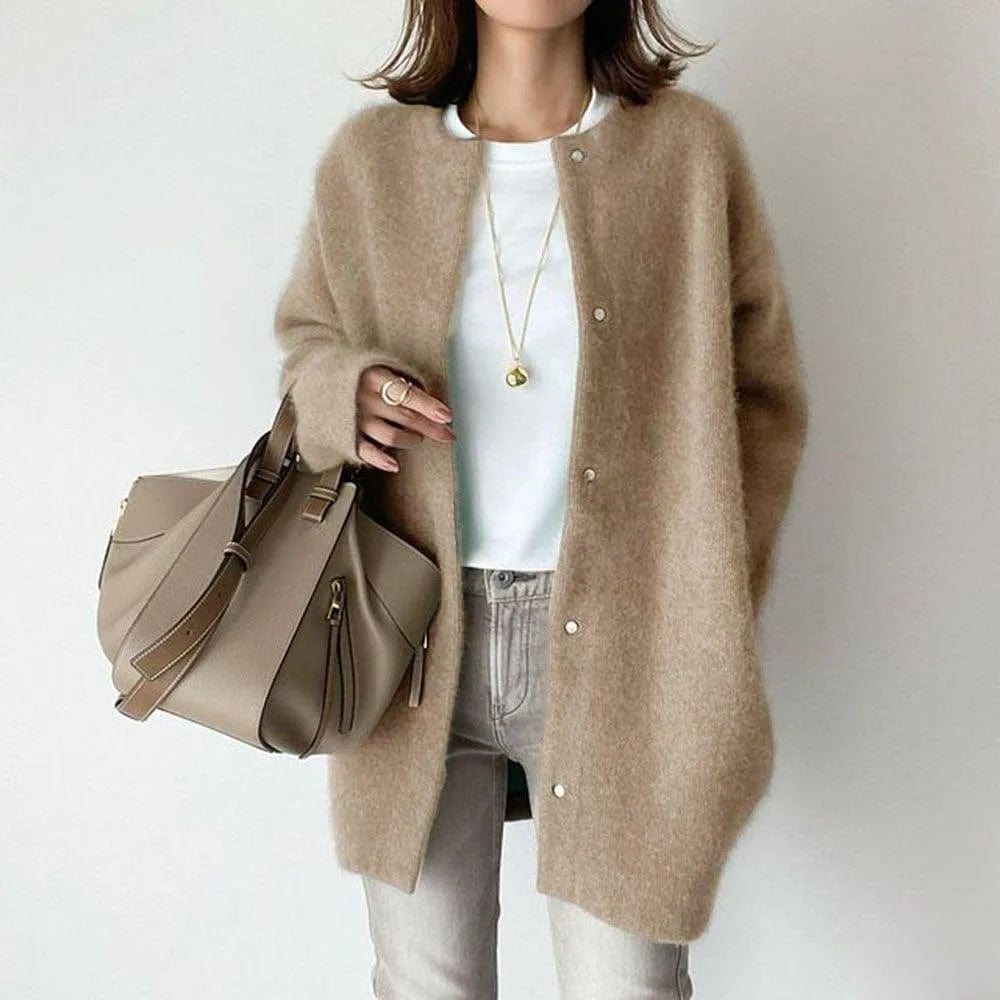 Damen Kaschmir-Cardigan mit Knopfleiste
