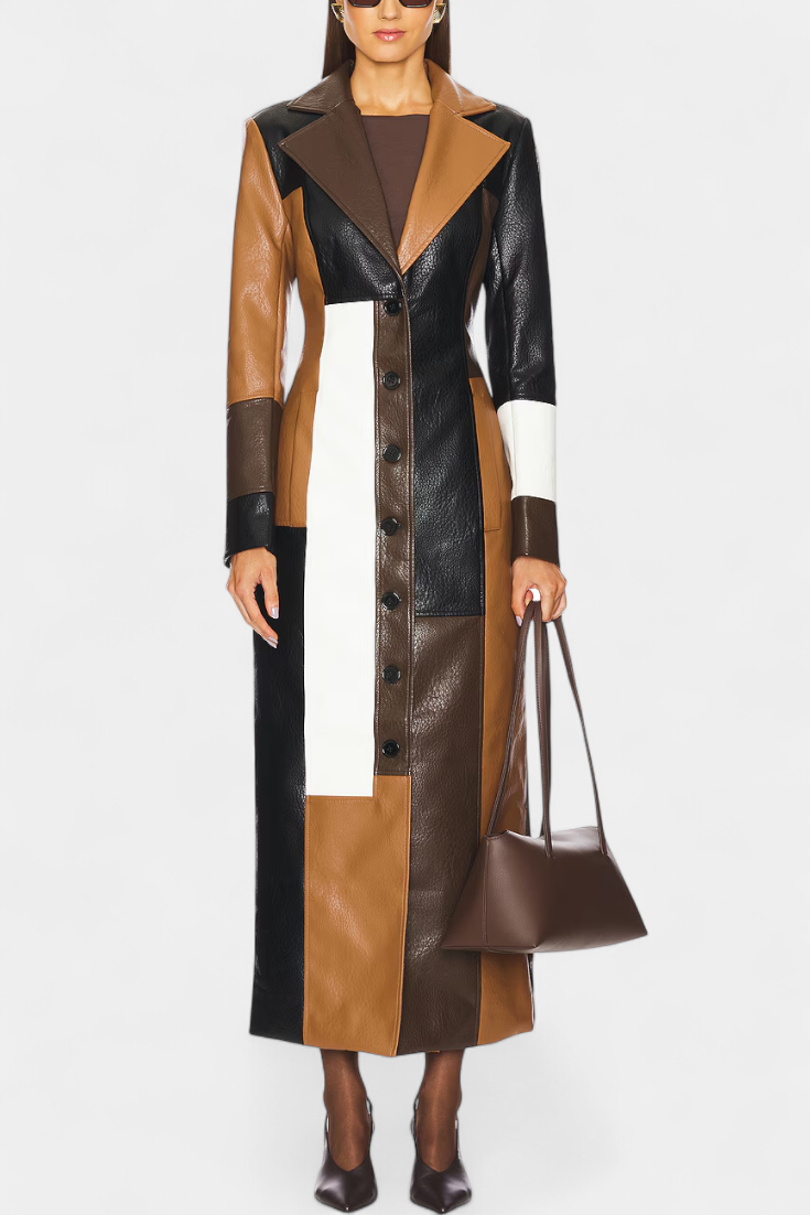 Damen Patchwork-Trenchcoat mit strukturiertem Schnitt
