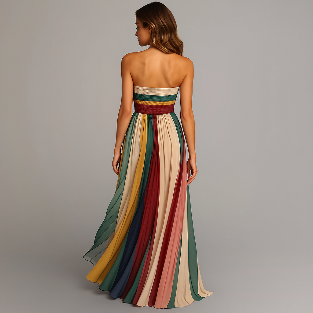 Damen Midikleid Ärmellos Buntes Print Kleid