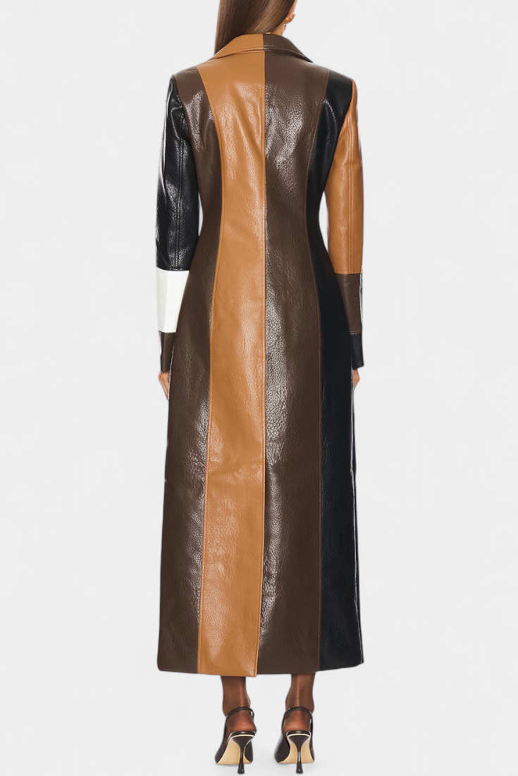 Damen Patchwork-Trenchcoat mit strukturiertem Schnitt