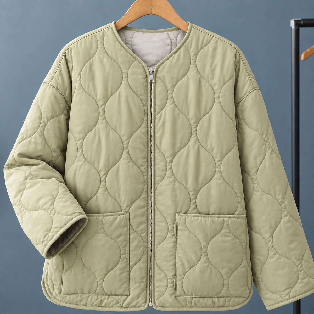 Damen Steppjacke mit Reißverschluss und aufgesetzten Taschen