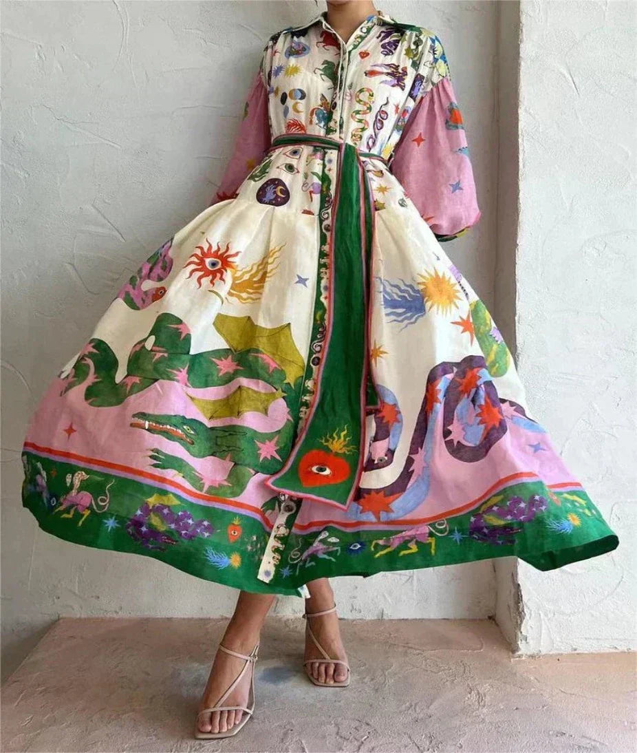 Cersi Maxikleid Wickel Langarm