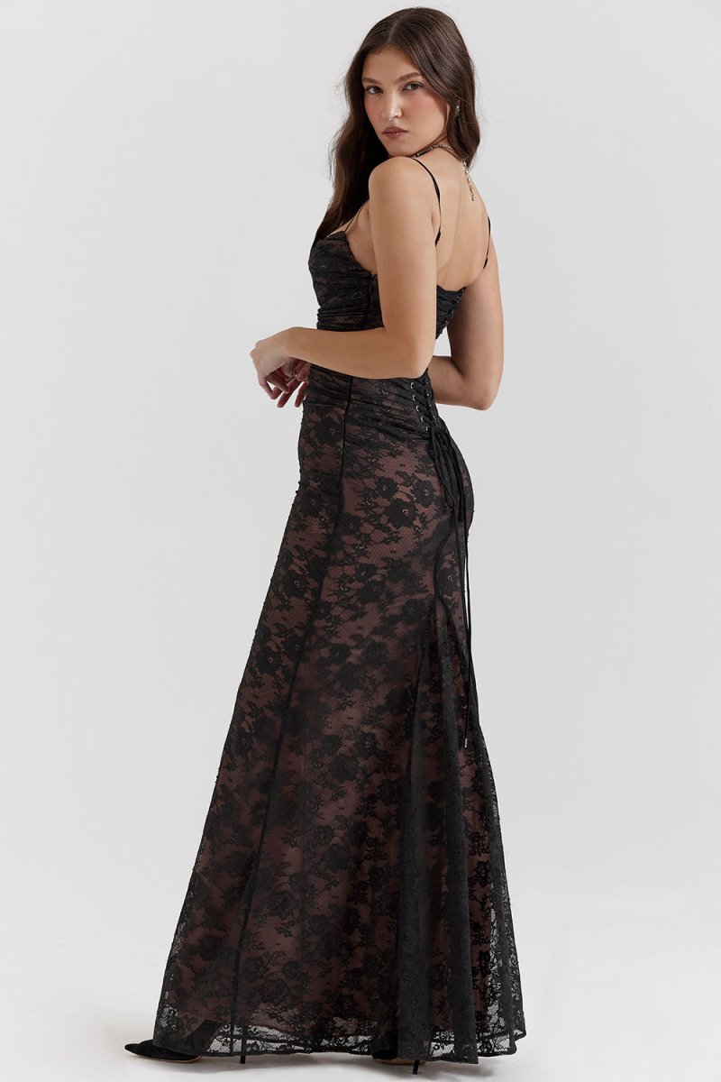 Thalassa Spitze Schulterfrei Maxikleid