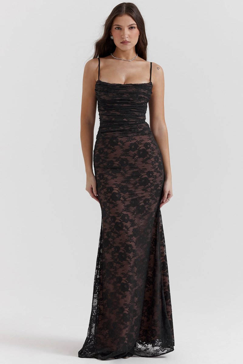 Thalassa Spitze Schulterfrei Maxikleid