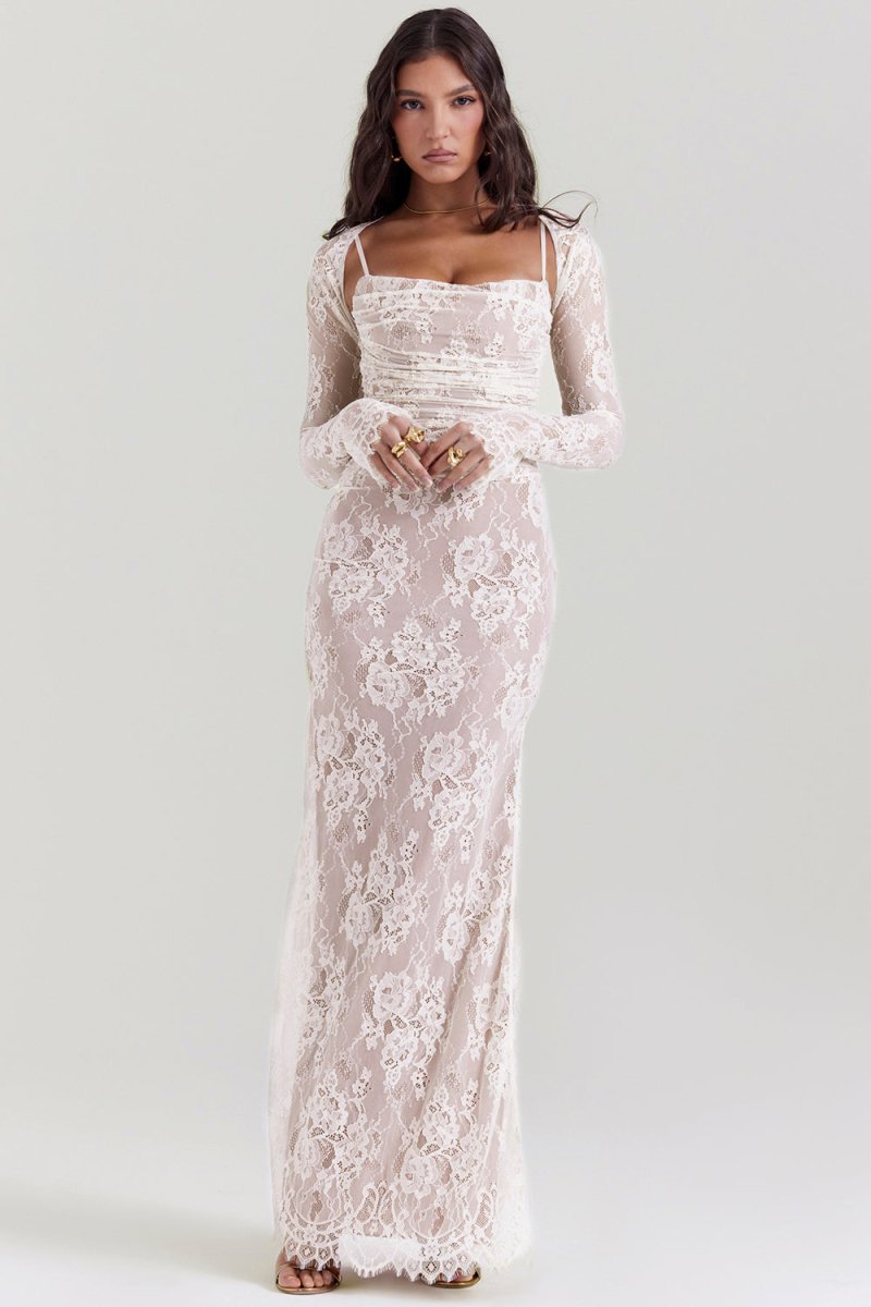 Thalassa Spitze Schulterfrei Maxikleid