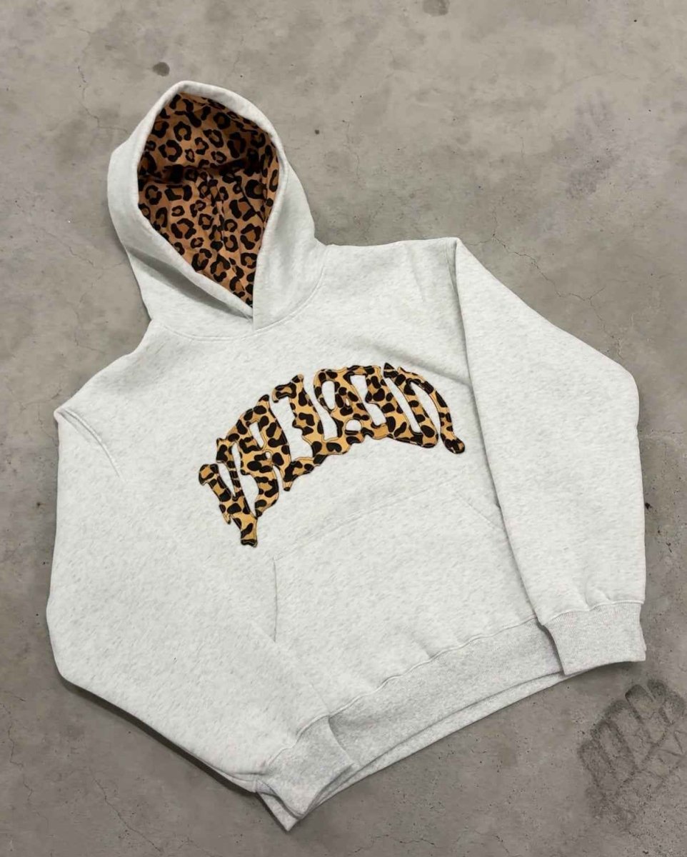 Damen Hoodie mit Leopardenprint und Kängurutasche