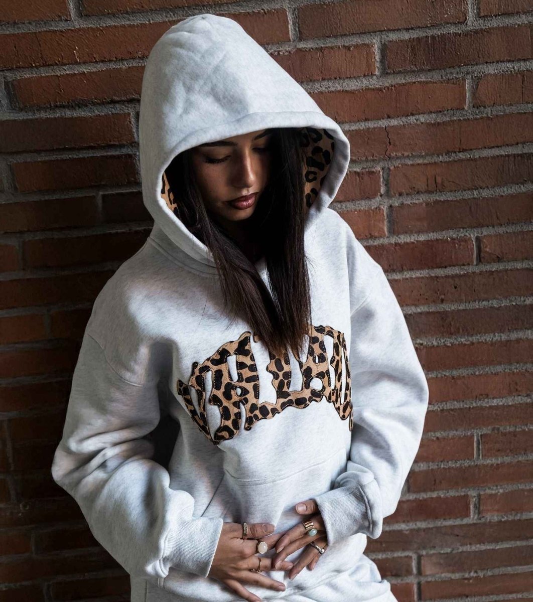 Damen Hoodie mit Leopardenprint und Kängurutasche