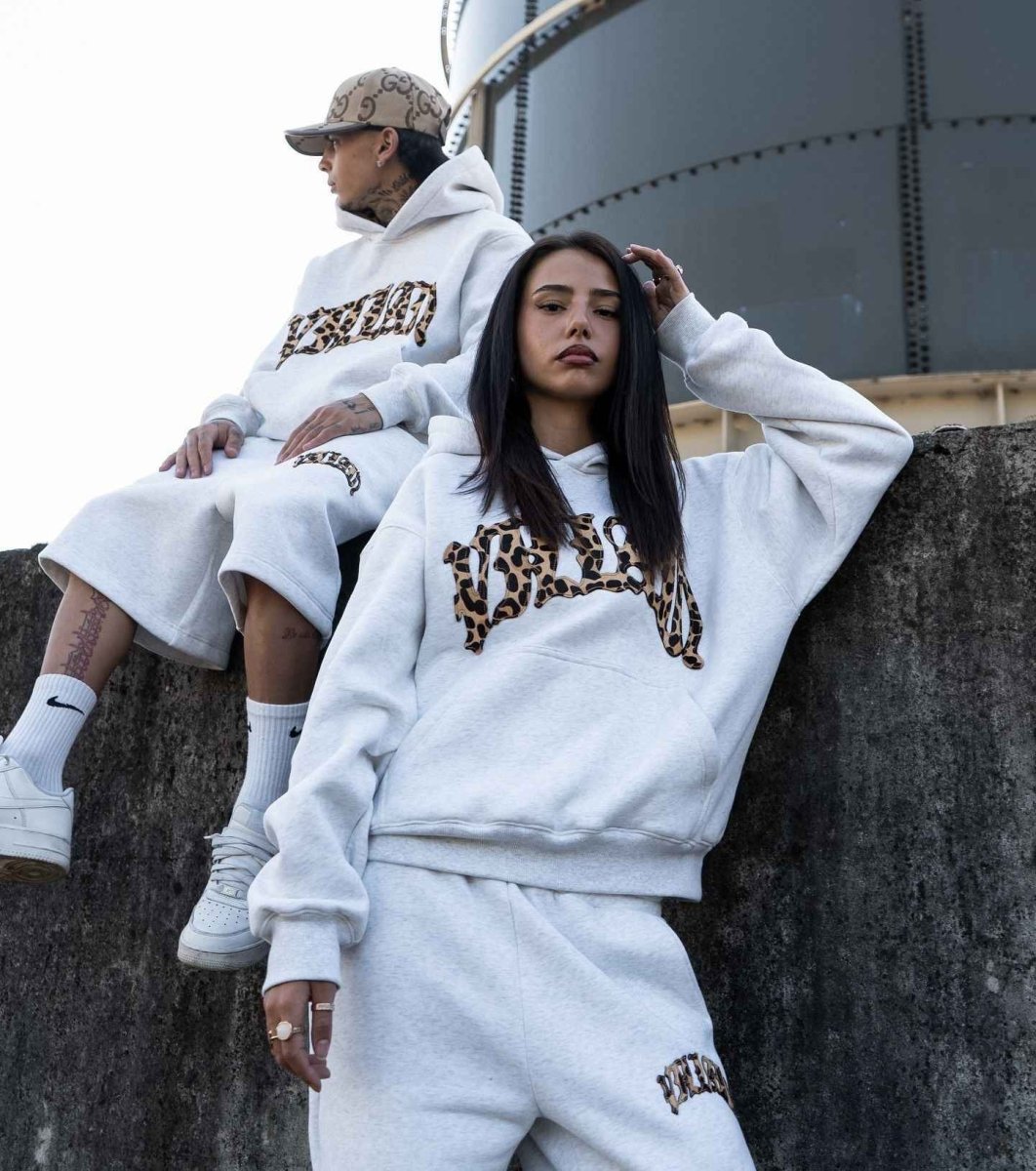 Damen Hoodie mit Leopardenprint und Kängurutasche