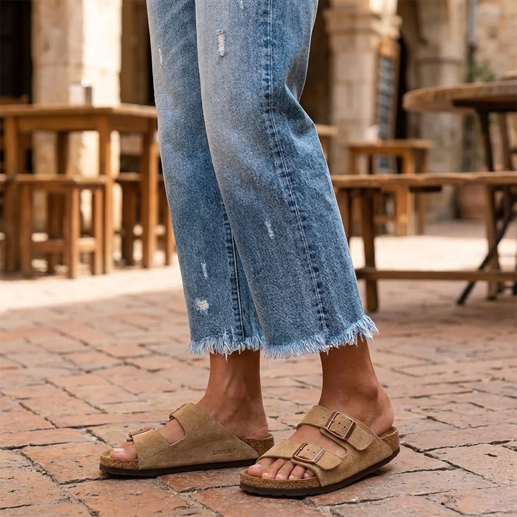 Damen Straight-Leg-Jeans mit Fransensaum im Retro-Stil