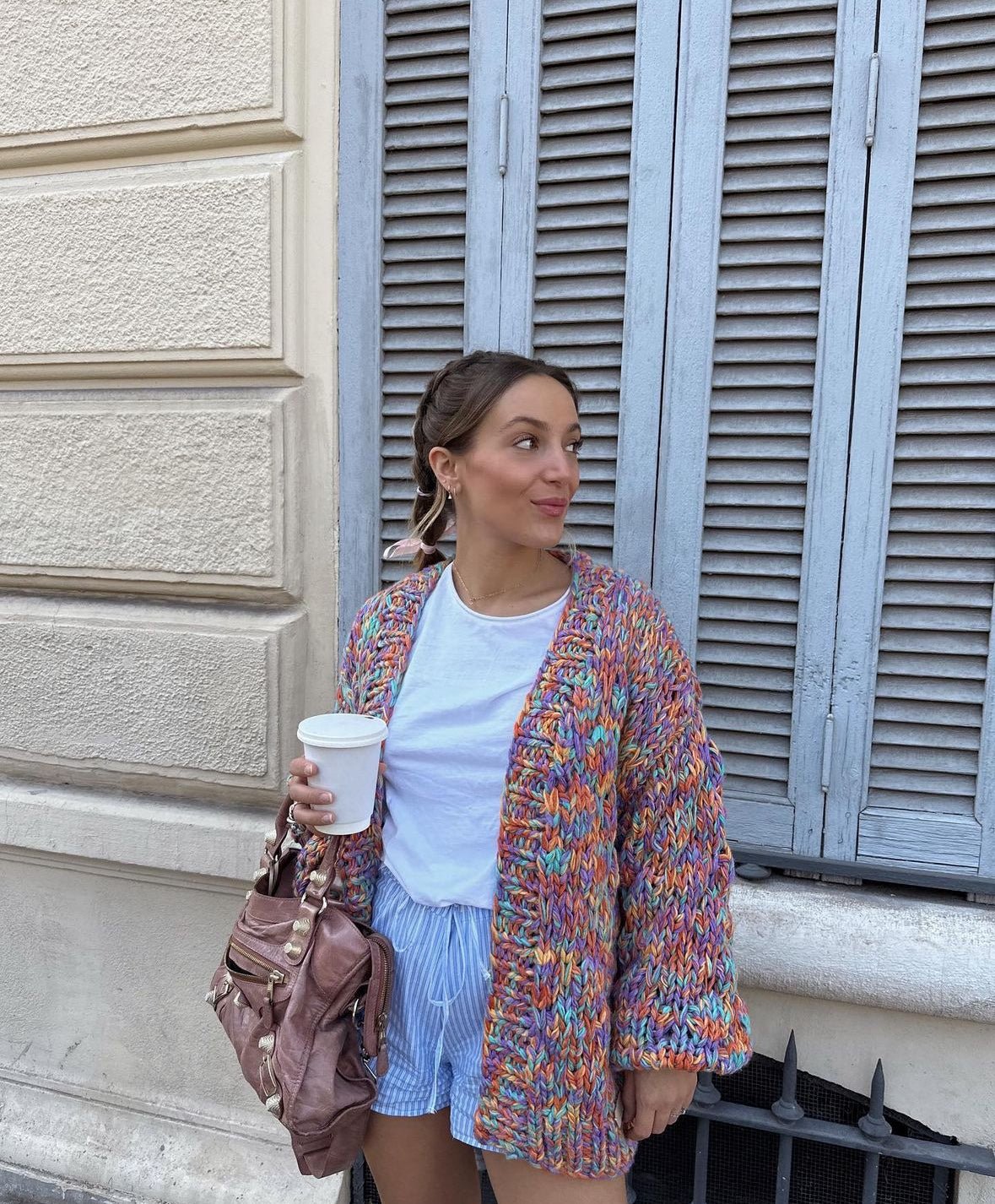 Damen bunte Strickjacke im Oversized-Schnitt