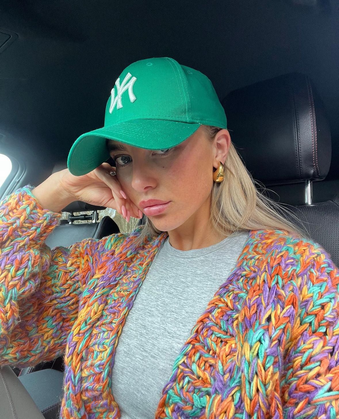 Damen bunte Strickjacke im Oversized-Schnitt
