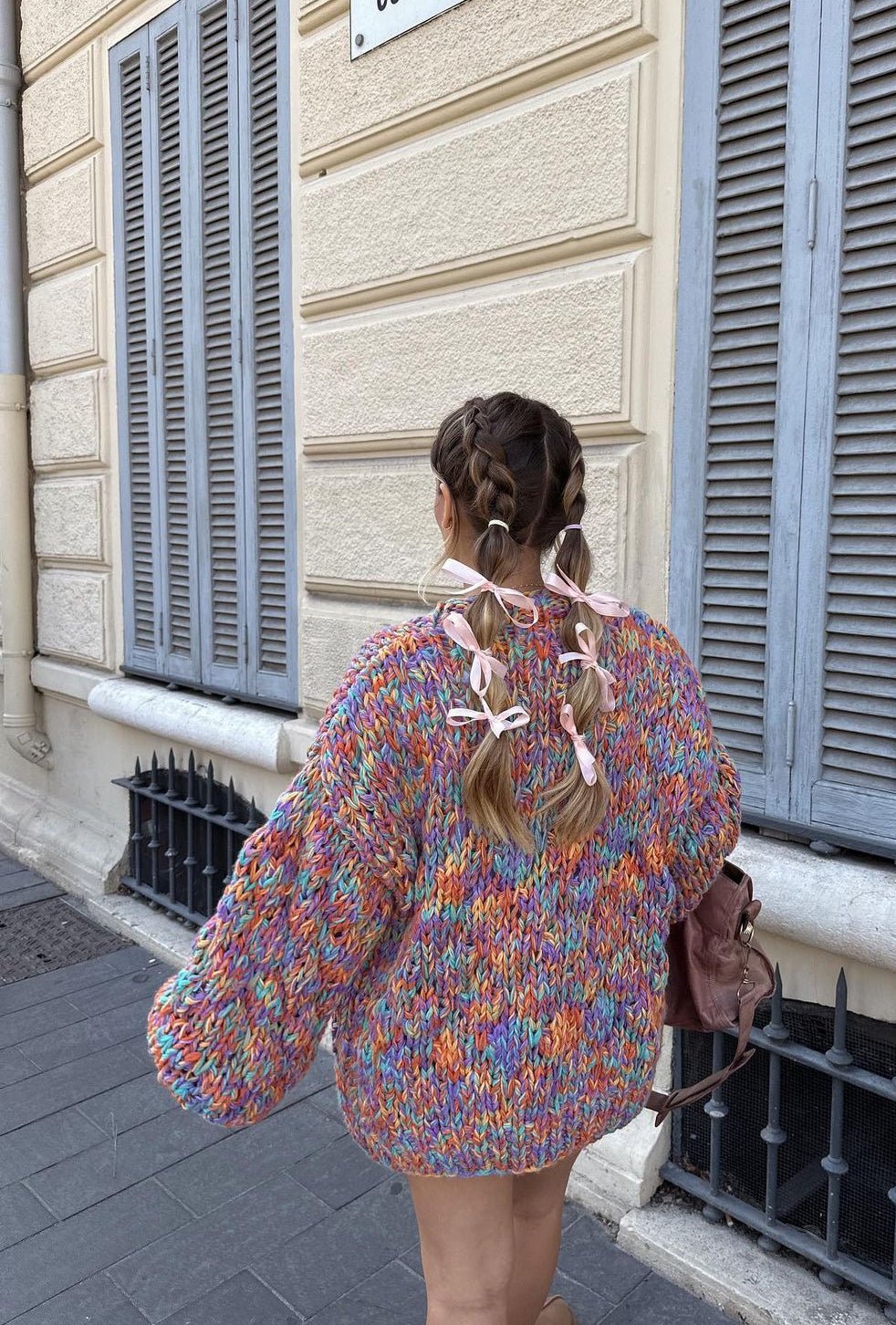 Damen bunte Strickjacke im Oversized-Schnitt