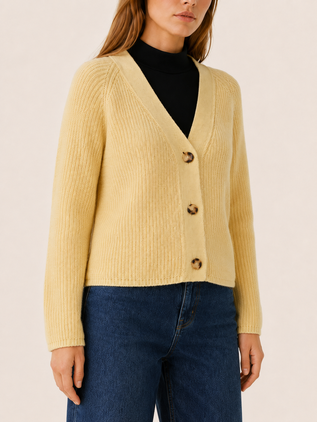 Damen Strickjacke mit V-Ausschnitt und Knopfleiste
