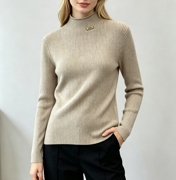 Damen warmer Pullover mit Stehkragen
