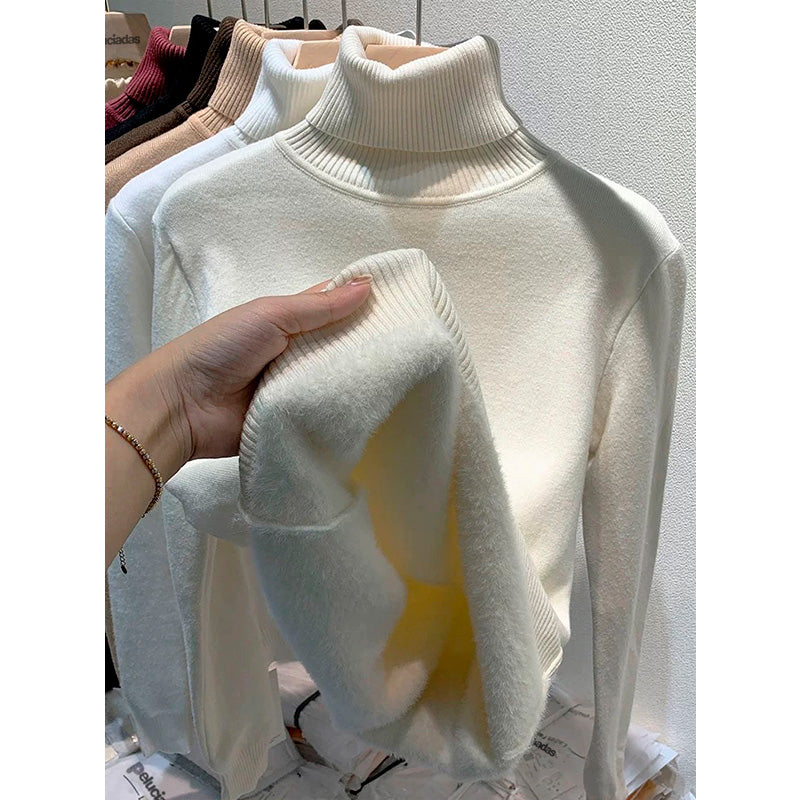Damen figurbetonter Pullover mit Stehkragen
