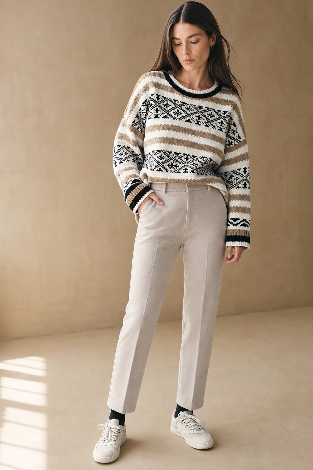 Damen Wollmix-Hose mit hohem Bund