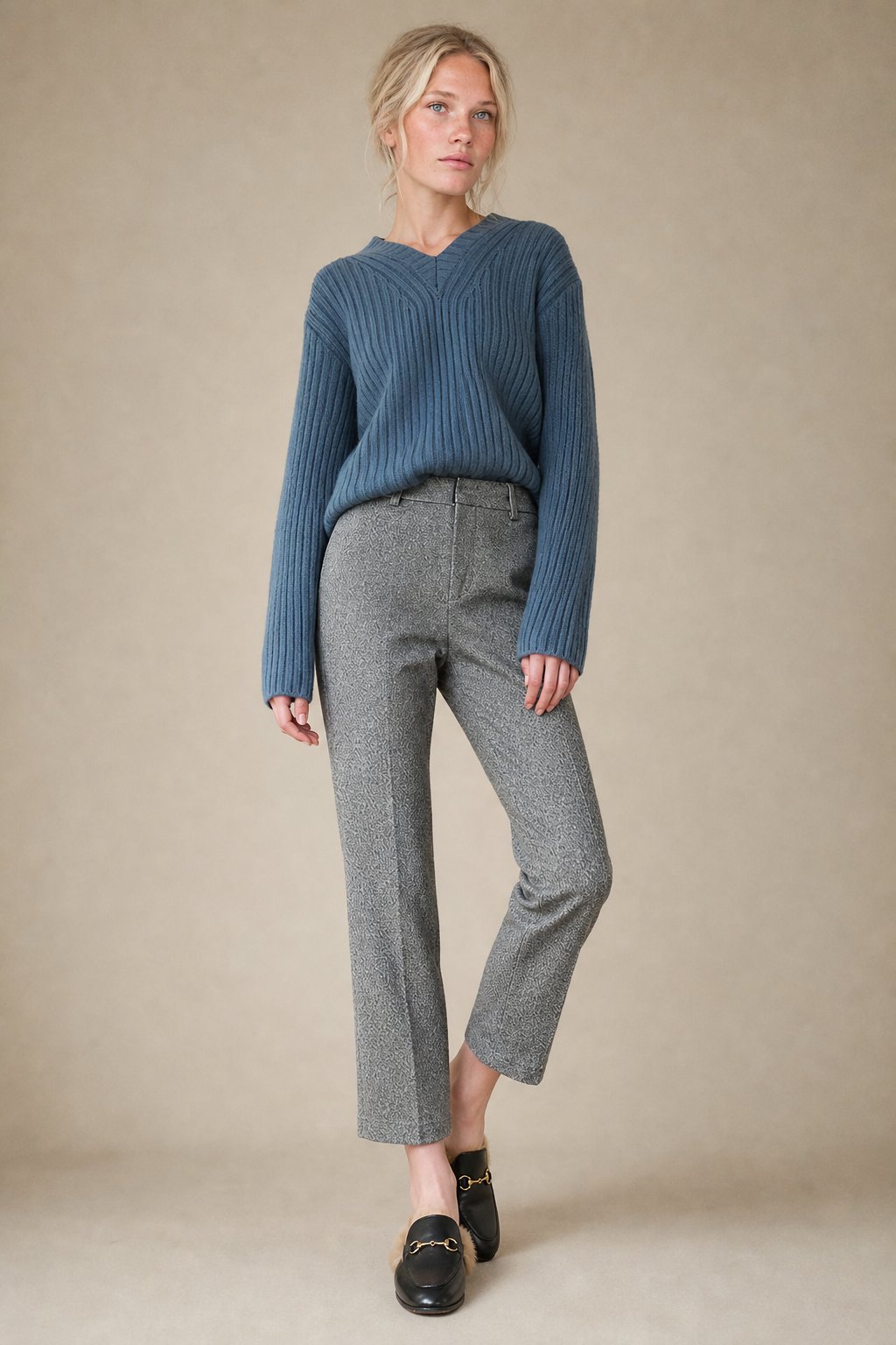Damen Wollmix-Hose mit hohem Bund