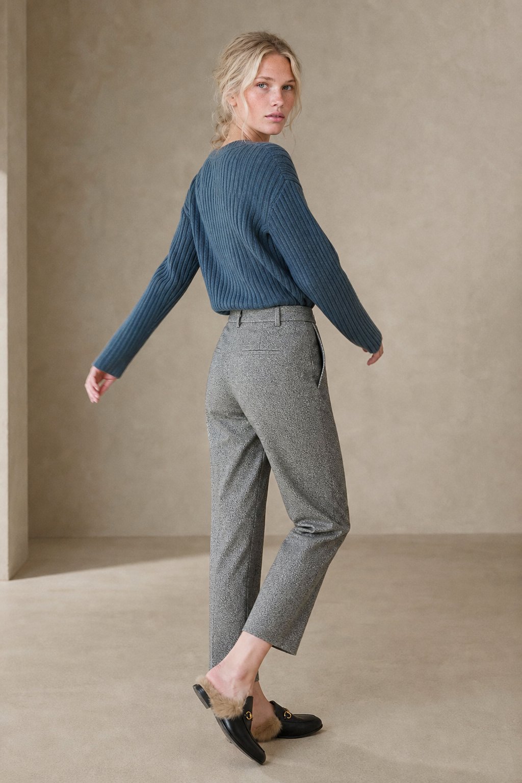 Damen Wollmix-Hose mit hohem Bund