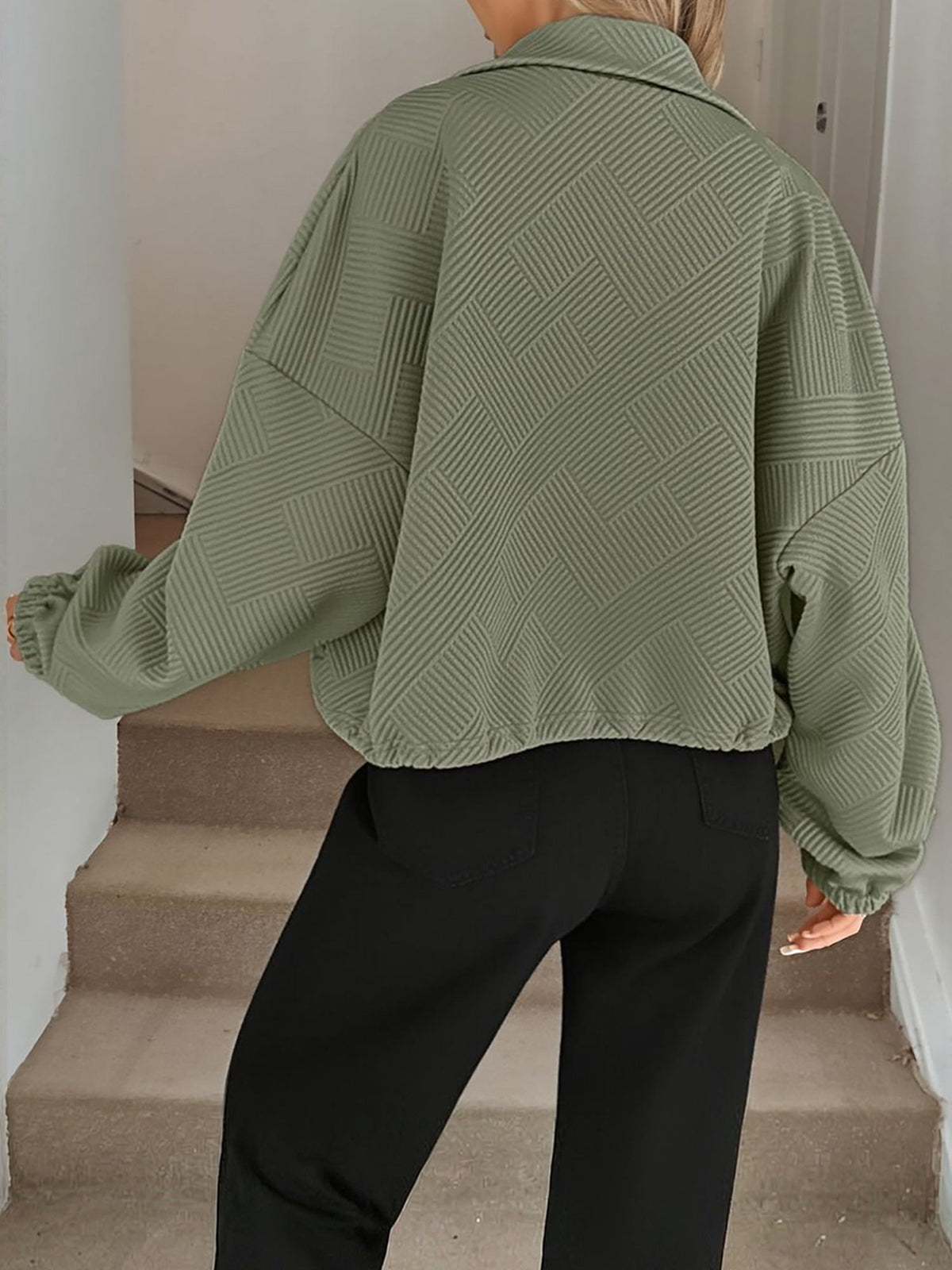 Damen Baseballjacke mit Reißverschluss und Kordelzug