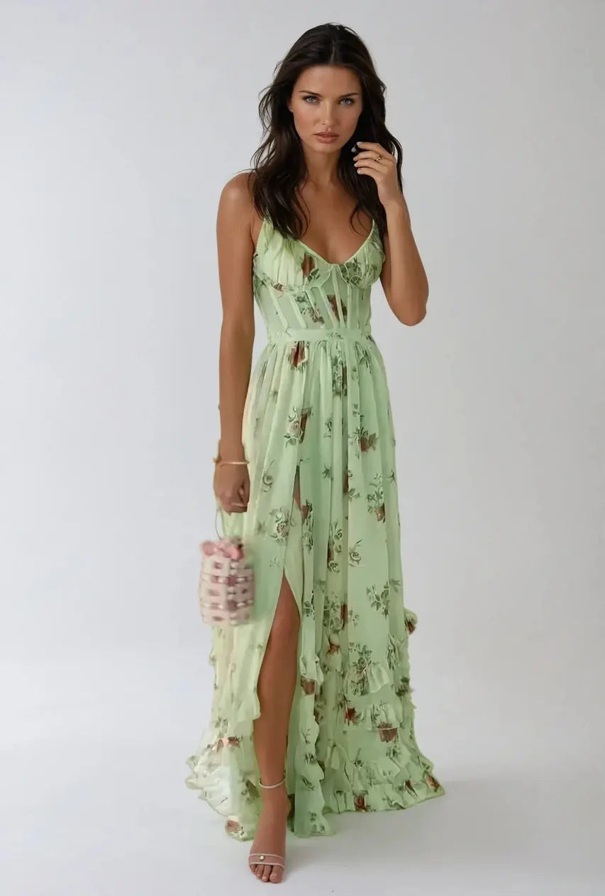 Romantisches Boho Maxikleid mit Fließender
