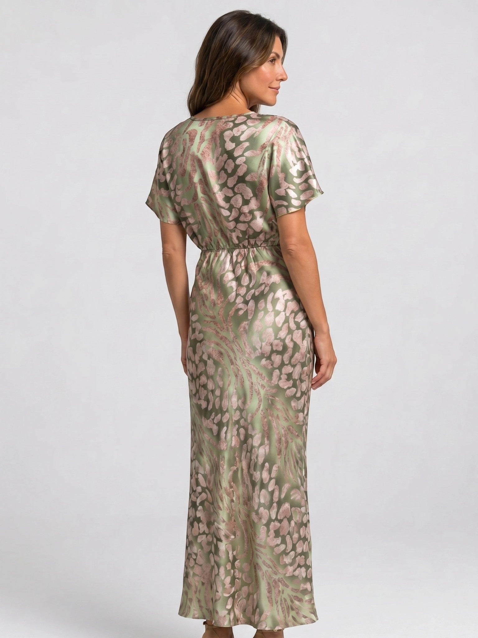 Damen Maxi-Wickelkleid mit Twist-Ausschnitt Grün