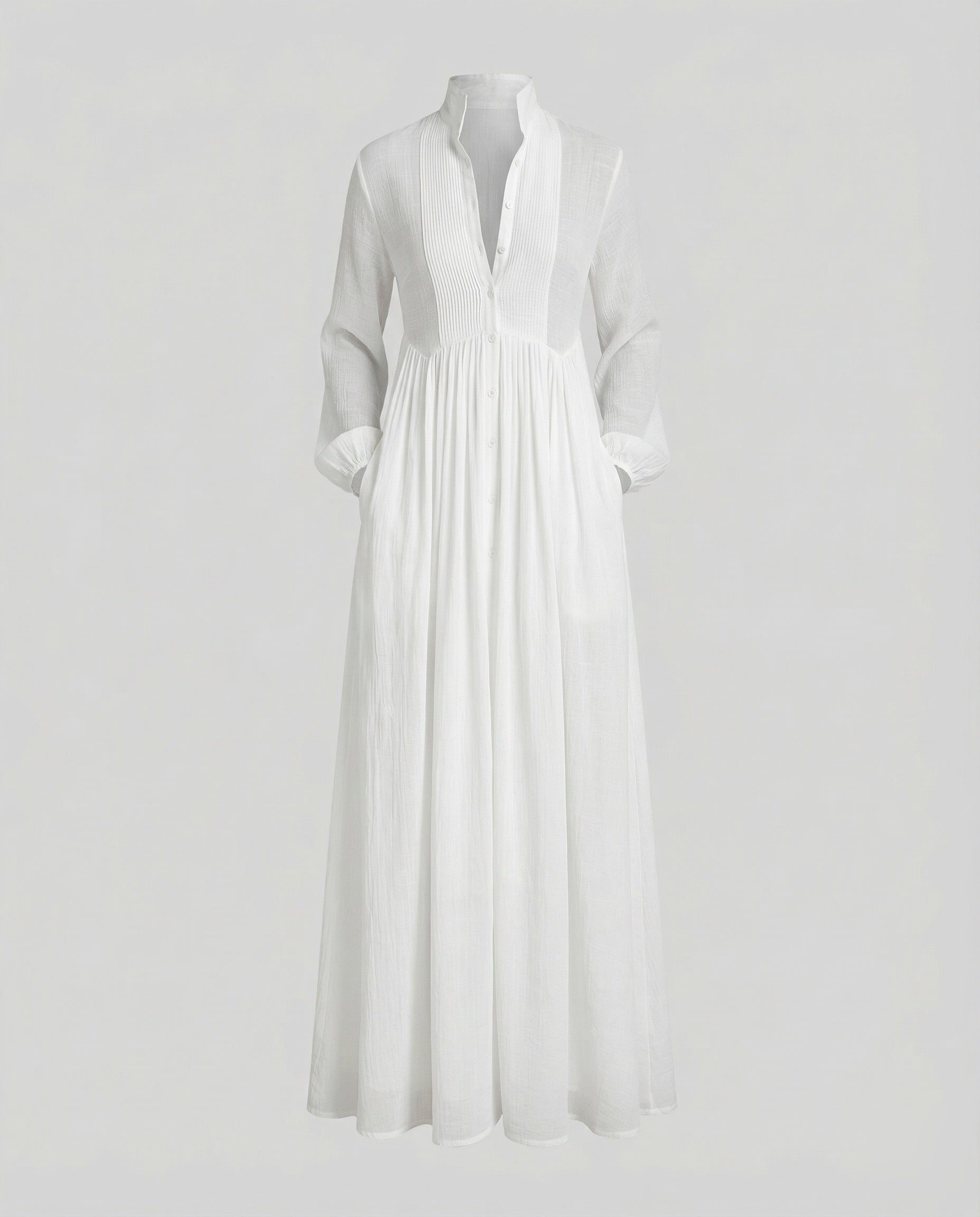 Damen Hemd-Maxikleid mit Knopfleiste