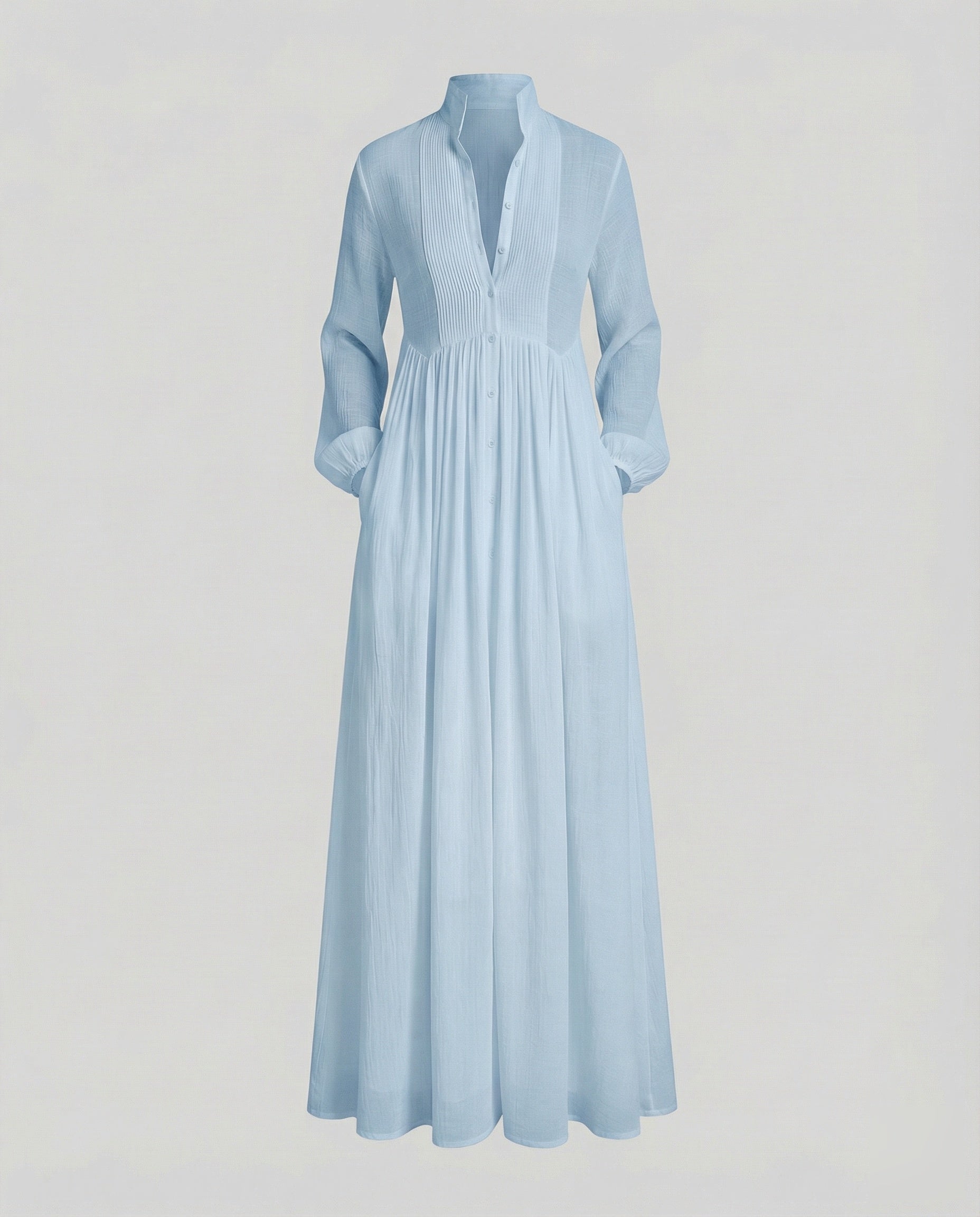 Damen Hemd-Maxikleid mit Knopfleiste