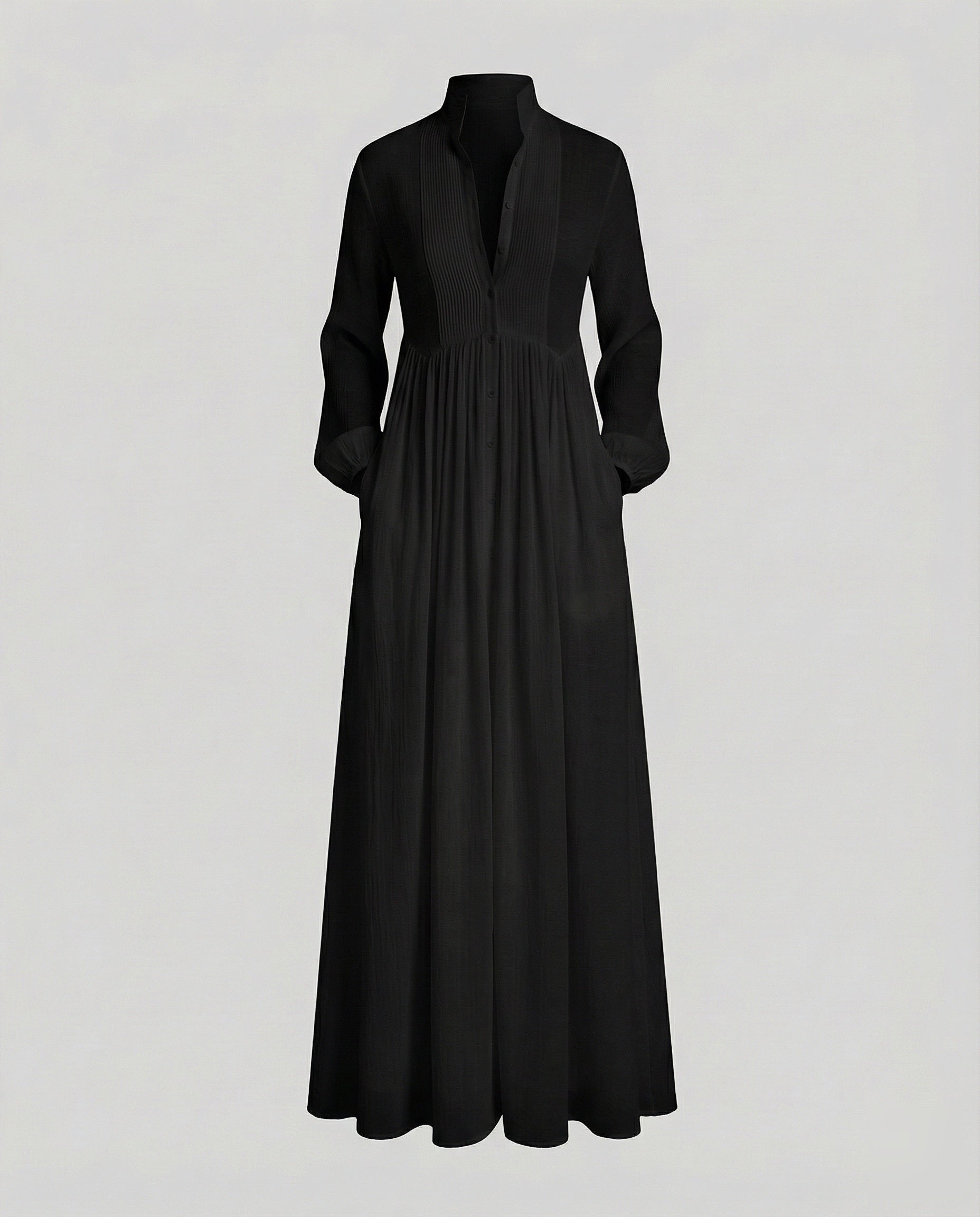 Damen Hemd-Maxikleid mit Knopfleiste